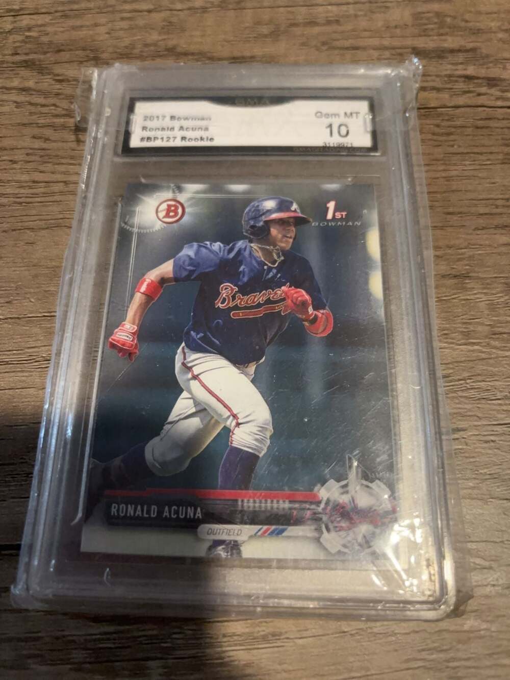 2017 Bowman Ronald Acuna Jr. 1st Bowman Rookie Card #BP127 GMA 10